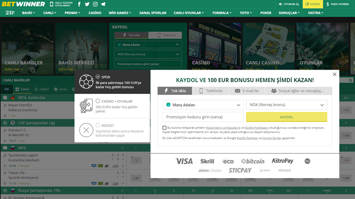 Betwinner üyelik açma